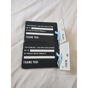 Path Travel Luggage Tags Rubber Heavyweight Black Write-On 2 Pack 5" x 3.25"